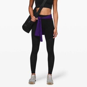 Lululemon Reveal Tight Mesh Stripes Black Leggings Seamless High Rise Size 8